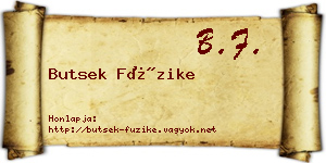 Butsek Füzike névjegykártya